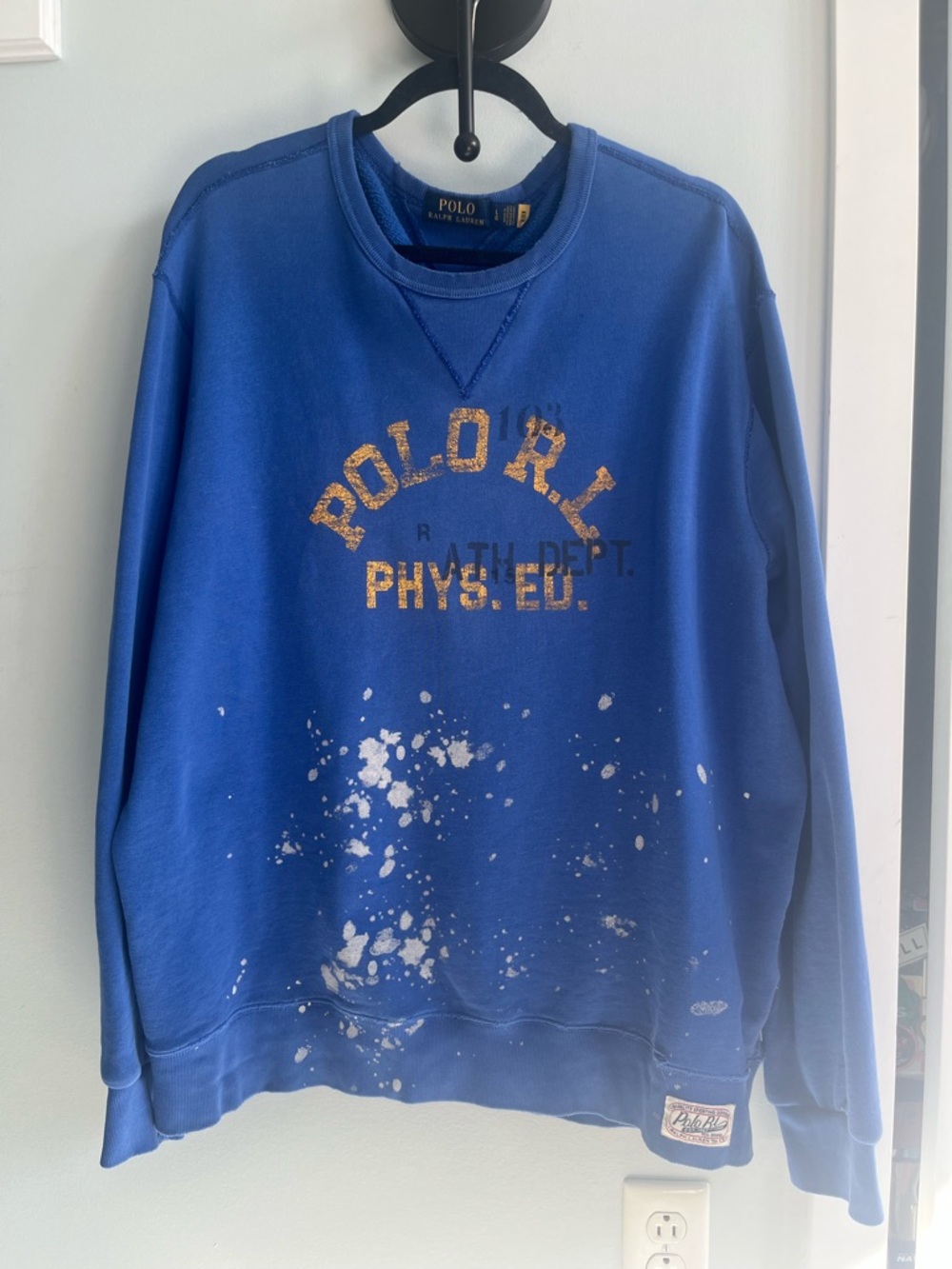 Polo by Ralph Lauren Royal Blue Crewneck Sweatshirt with White Splatter